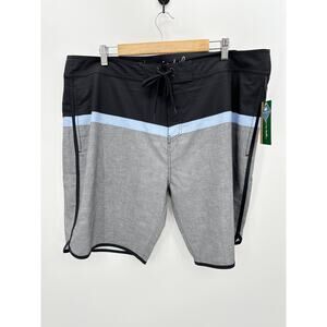 Travis Mathew Board Shorts Men 42 NWT Black Grey Level Five Heat Eco Collection